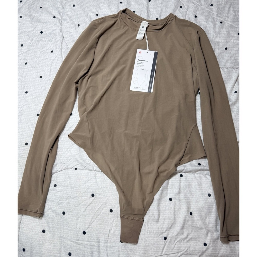 Lululemon Wundermost Nulu Mesh Long-Sleeve Crewneck Bodysuit Large‎ TPTC New